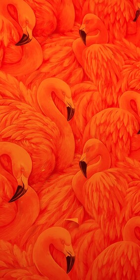 Bright pink flamingo wallpaper.