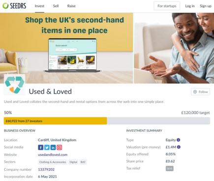 Used and Loved's profile on seedrs at: https://www.seedrs.com/used-loved