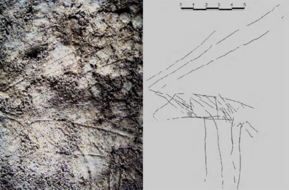 A image of the older rock art known in Britain found in Cathole Cave.