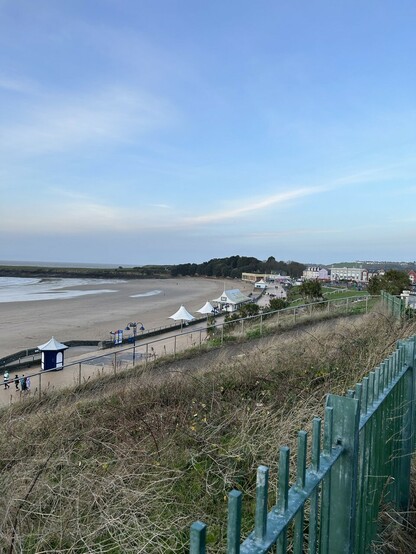 Barry Island beach and promenade from coastal path 