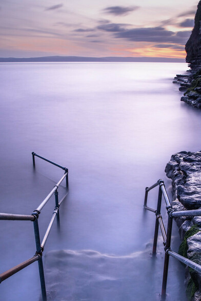 An image of the meal balustrade railings at Fontygary which partially submerge at high tide.