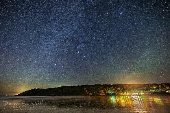 Oxwich Bay at night with Orion's Belt