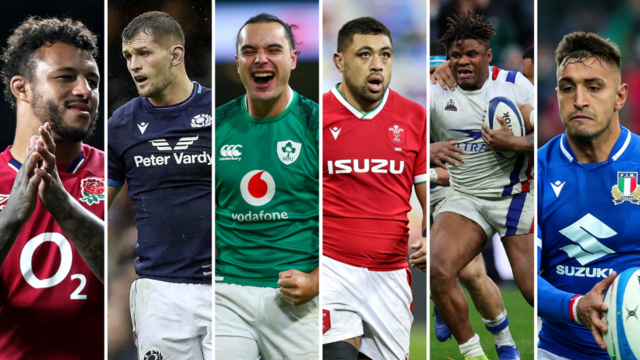 Six rugby players representing each of the six nations competing in the tournament