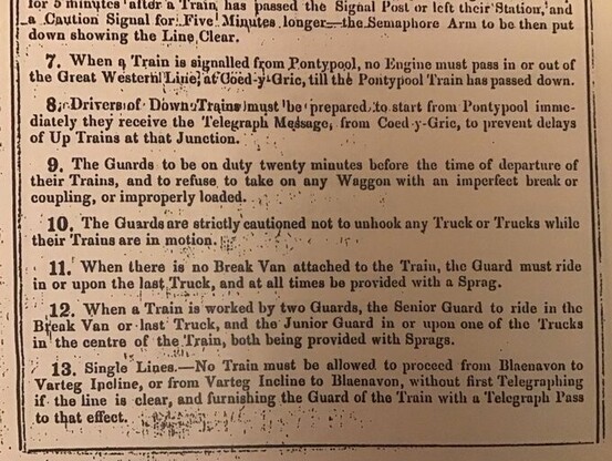 Notes for the 1865 Monmouthshire Railway and Canal Company timetable for the Eastern Valleys