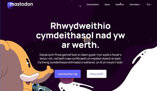 Mastodon - rhwydweithio cymdeithasol rhydd