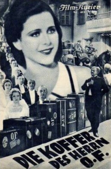 People standing in rows behind a larger image of a woman 