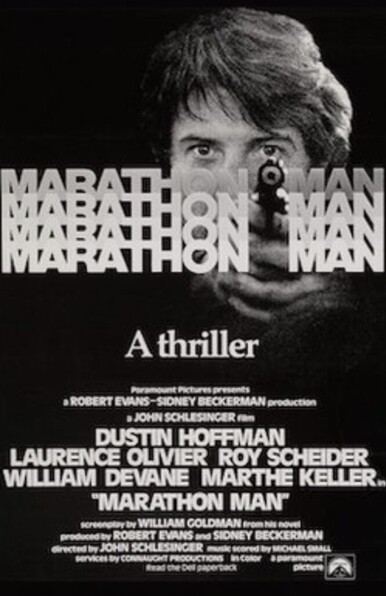 A man staring through the words Marathon Man 