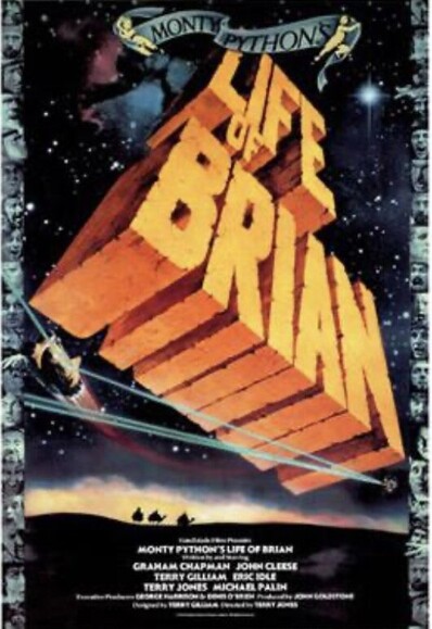 Life of Brian in big orange/yellow letters