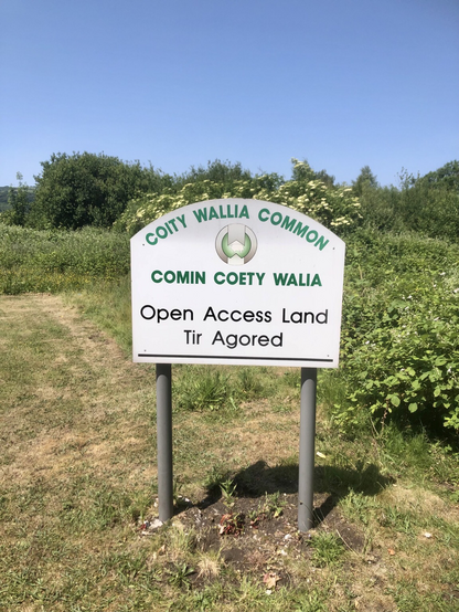 Coity Wallia  sign showing walkers that it’s open access land. 