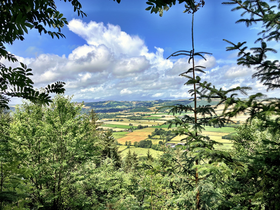 View over Lugg Valley from Wapley hillfort 