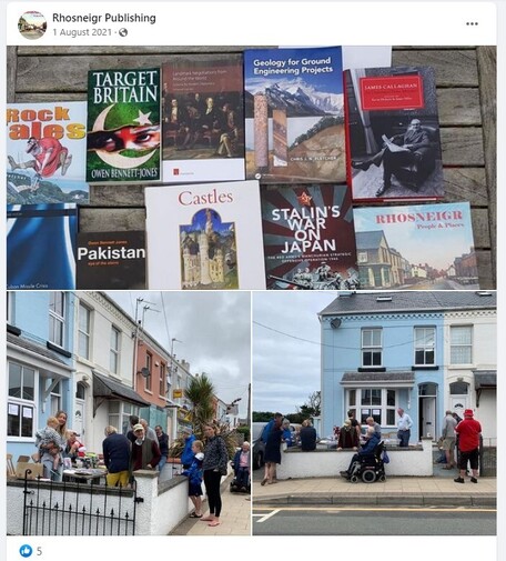 Photos of Rhosneigr local authors book sale.