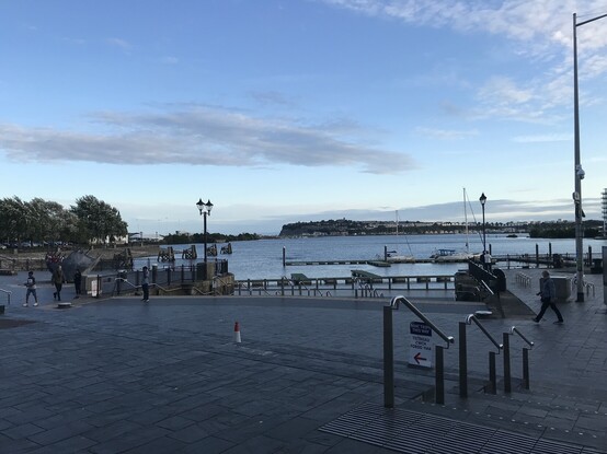 A photo of Cardiff Bay in the evening.