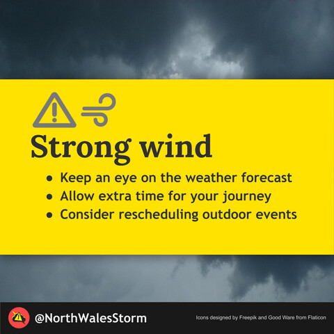 Wind warning graphic.