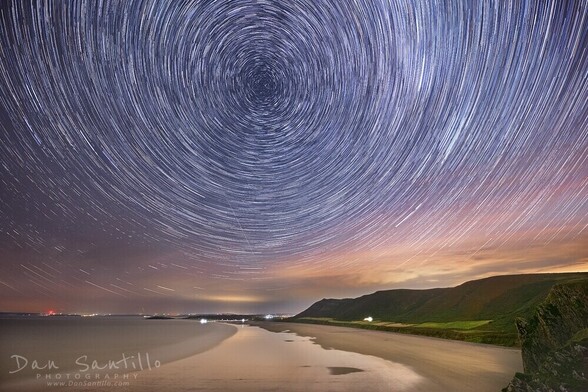 Star Trails at Rhossili Bay, Gower, Wales