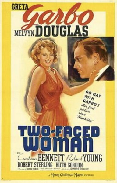 Woman in a red dress on a movie poster 