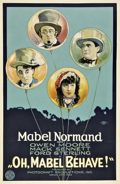 Faces of three men and a woman on balloons 
