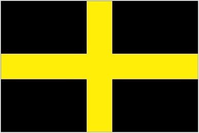 Flag of Dewi Sant - gold cross on black background 