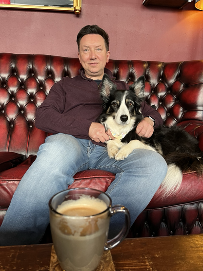 Daisy and Rhys having a coffee