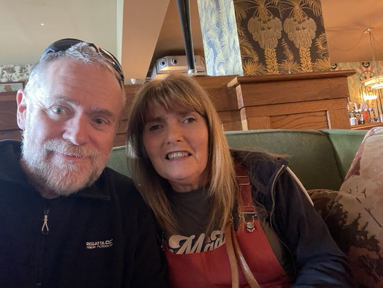Selfie at table in Cosy Club cafe