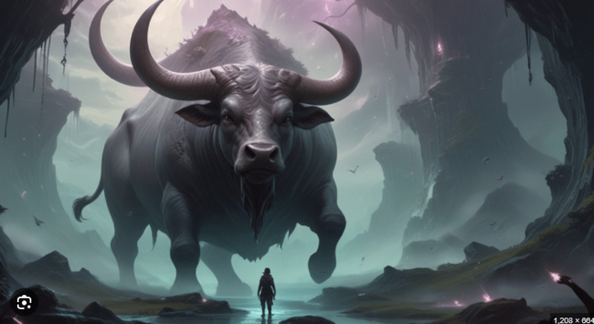 AI bull with a third horn growing out its hump