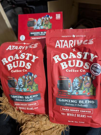 Packets of Atari coffee.