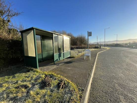 Star bus stop and a lovely blue sky in the sunshine