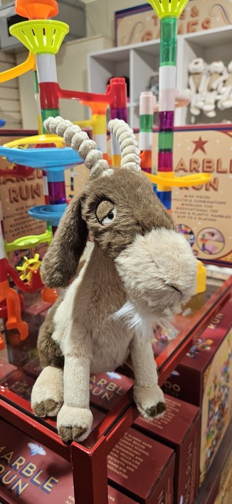 Soft billygoat toy made by Jellycat.