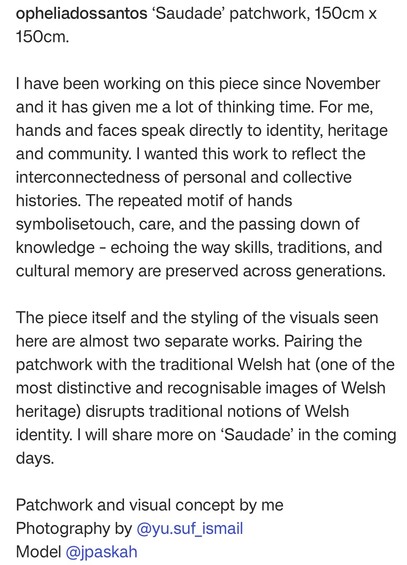 Description by Ophelia on creative process of patchwork 