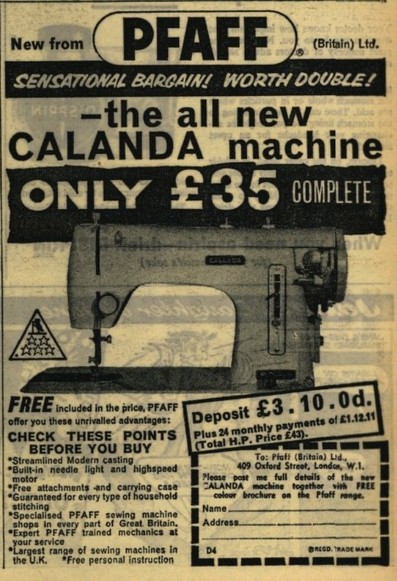 Sewing machine advertisement 