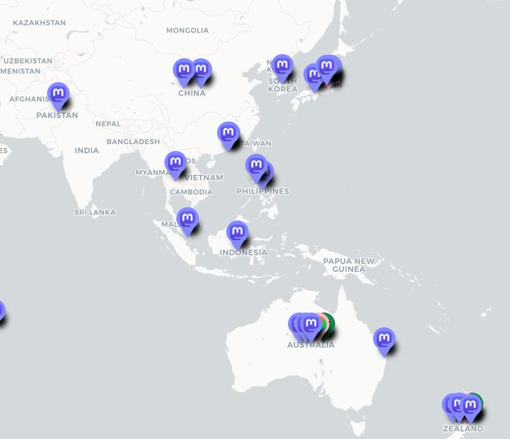 Map of APAC Fediverse services