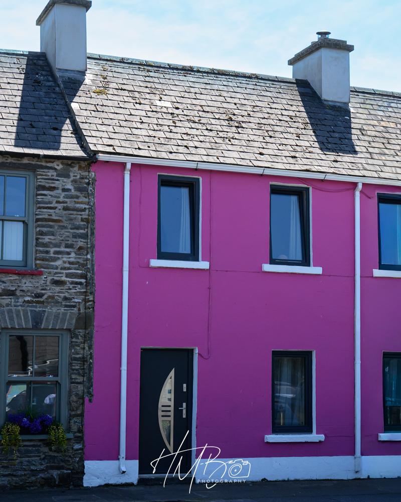 I loved the mad cerise colour of this house, and the very different front door really makes it stand out.